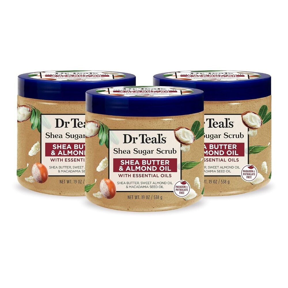 Shea Sugar Body Scrub, Shea Butter with Almond Oil & Essential Oils, 19 oz Pack
